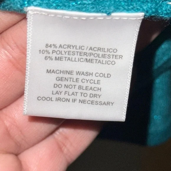Sag Harbor Women's Size L Teal Sequin Knit Open Cardigan with Camisole NWT - Picture 12 of 15